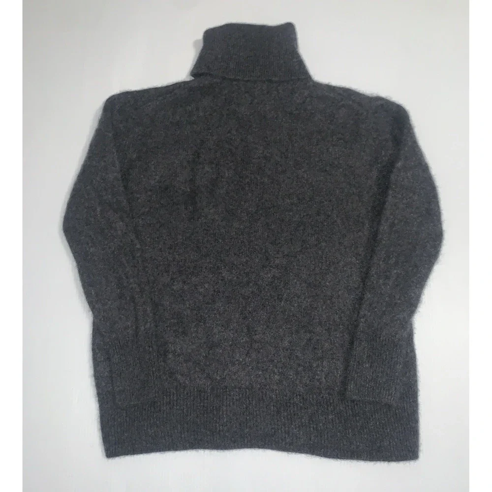 Chicos Size 3 Sweater 100% Cashmere Turtleneck Long Sleeve Grey Womens XL Preppy